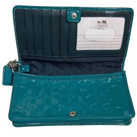 Coach Teal Wristlet Wallet - Picture 3 of 3